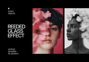 Refracted Glass Poster Photo Effect Mockup