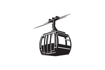 simple and unobtrusive Cable car vector silhouette illustration isolated in white background