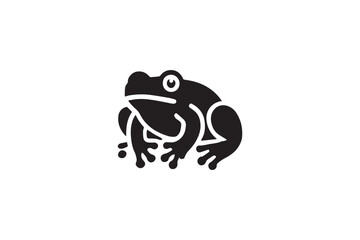 simple and subtle frog vector silhouette black and white, set against a white background. 
