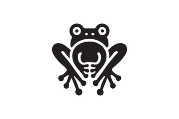 simple and subtle frog vector silhouette black and white, set against a white background. 