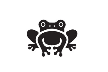 simple and subtle frog vector silhouette black and white, set against a white background. 