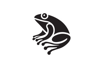 simple and subtle frog vector silhouette black and white, set against a white background. 
