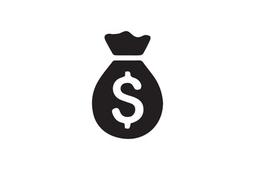 simple and unobtrusive Money sack vector silhouette illustration isolated in white background