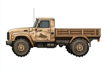 Obraz premium 3D Vector Cargo Truck Design in Brown Camouflage Style