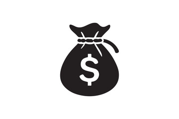 simple and unobtrusive Money sack vector silhouette illustration isolated in white background