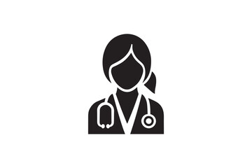 simple and subtle doctor vector silhouette black and white, set against a white background. 