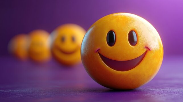 Happy emoji smiles purple background, website design