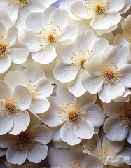 elegant and minimalistic design of white, soft, blooming flowers arranged artistic