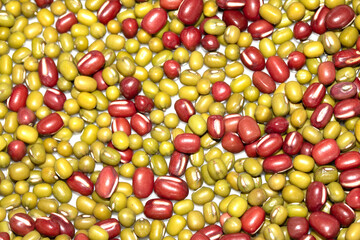 A Close Up of Dried Mixed Beans and Pulses on a White Background