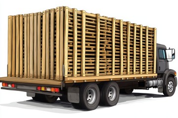 Cargo Truck with Wooden Pallets in Vector Style