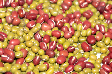 A Close Up of Dried Mixed Beans and Pulses on a White Background