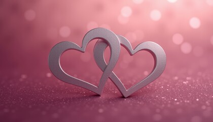 Sparkling diamond hearts on soft pink fabric.