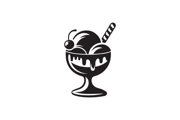 simple and unobtrusive ice cream Sundae vector silhouette illustration isolated in white background