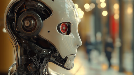 Close-Up of a Futuristic Robot

