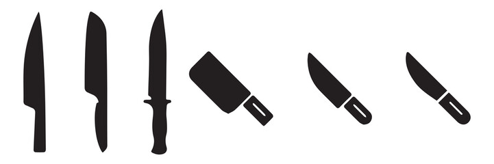 Food, plate, fork, knife, spoon, cutlery icon set. Black simple illustration for dinner, eating food, cafe, restaurant. Illustration EPS 10