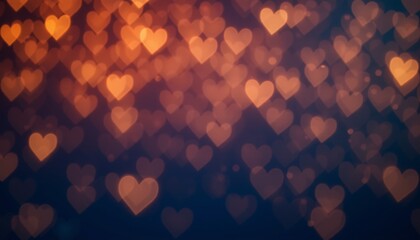 Glowing orange hearts on a deep blue background.