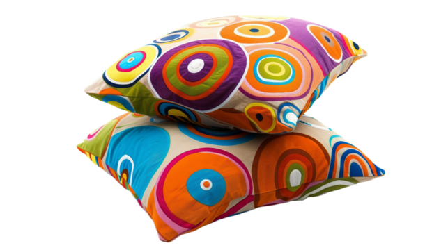 Retro Throw Pillow on transparent background PNG.