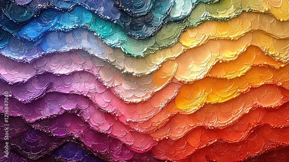 Poster 3d pastel colorful abstract texture with layered paint, creating a vibrant representation of waves a