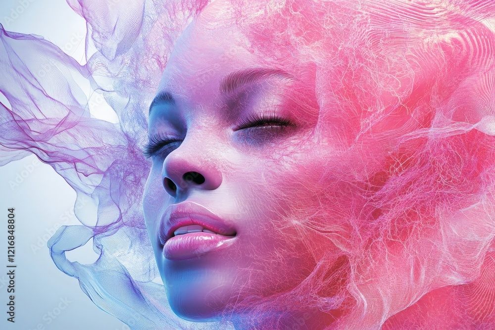 Poster ethereal beauty captured with colorful textures and soft light in a serene composition
