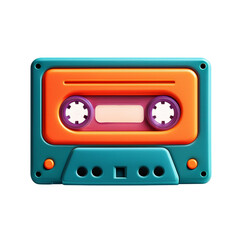 Naklejka premium Retro Cassette Tape with Bright Colors and Fun Design, Isolated On transparent Background