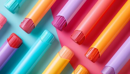 Vibrant Colored Crayons on a Pastel Background