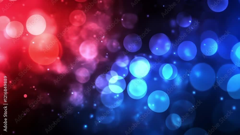 Poster red and blue bokeh lights: abstract background image featuring a mesmerizing blend of red and blue b