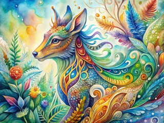 Fototapeta premium Artistic Abstract Watercolor Animal Pattern Drone Photography Background