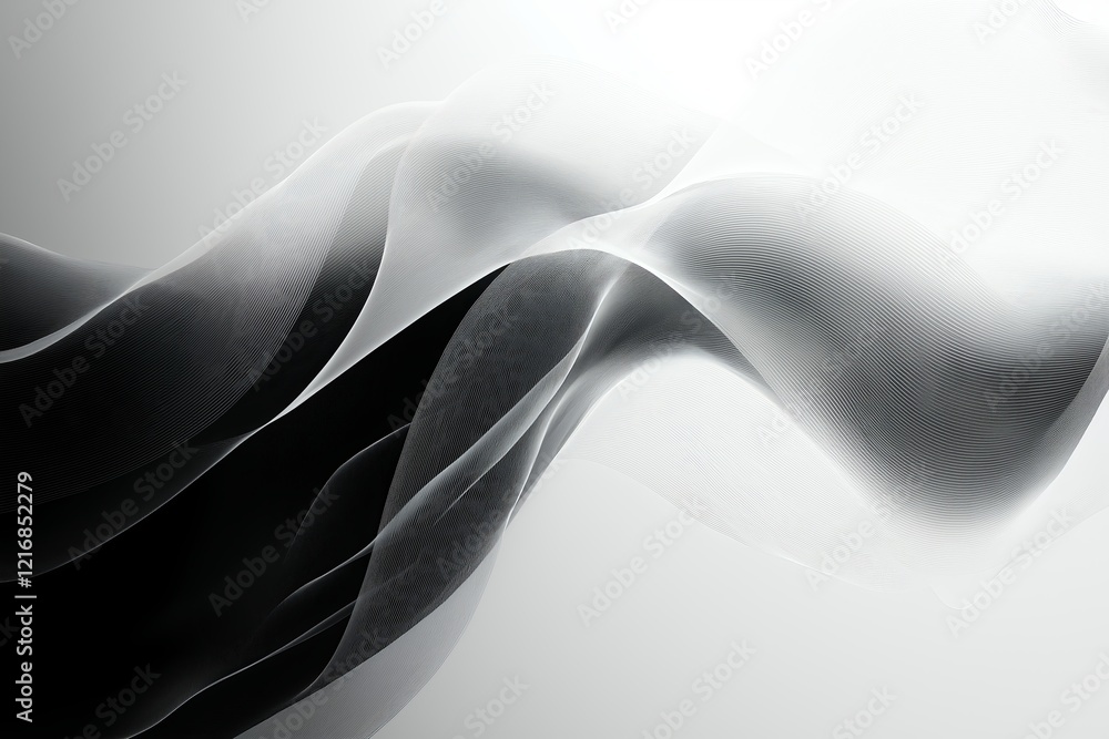 Poster a sleek black-and-white design with subtle gradients and crisp lines