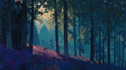 Wallpaper of mysterious forest, fantasy background