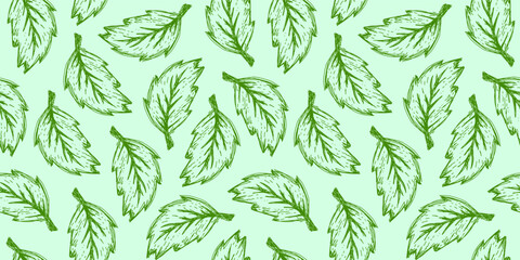 tea leaves pattern background. green leaves vector pattern background. Green tea leaf seamless pattern. seamless patterns with green leaves of tea.