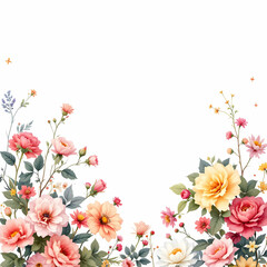 Pink Flower Frame isolated on white