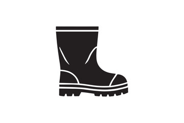 simple and subtle vector silhouette of rubber boot in black and white, set against a white background. 
