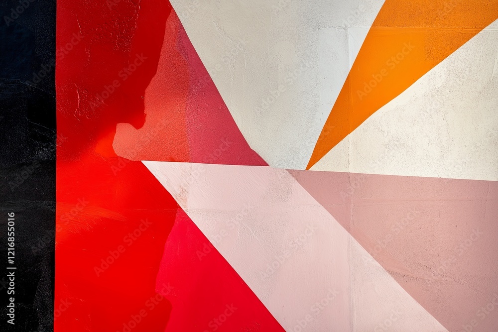 Poster A composition featuring sharp angles, overlapping shapes, and contrasting colors.