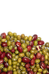 A Close Up of Dried Mixed Beans and Pulses on a White Background