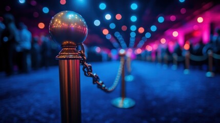 VIP event queue, colorful lights, carpet