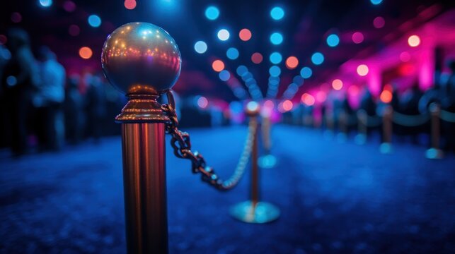 VIP event queue, colorful lights, carpet