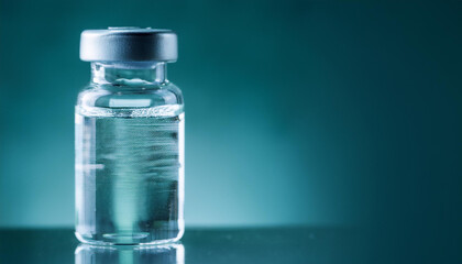Obraz premium Medical glass vial with liquid. Health and medicine treatment. Drug, vaccine for injection.