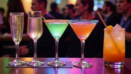 Vibrant Pride-themed gathering serving colorful cocktails