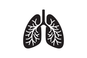 simple and subtle vector silhouette of lung in black and white, set against a white background. 