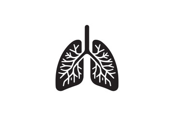 simple and subtle vector silhouette of lung in black and white, set against a white background. 