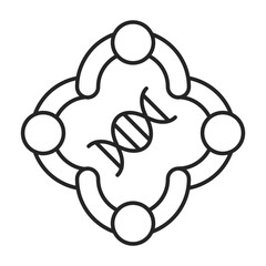 Genetic Collaboration Icon Representing Teamwork in Science, Research, and DNA Projects