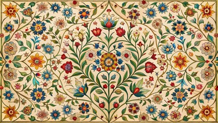 intricate floral motif with Mughal-inspired geometry