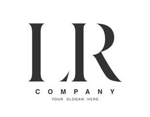 LR logo design. Initial letter l and r serif font style. Creative classic company name typography. Trendy logotype or identity.