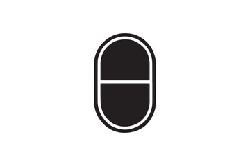 simple and subtle vector silhouette of medicine pill in black and white, set against a white background. 