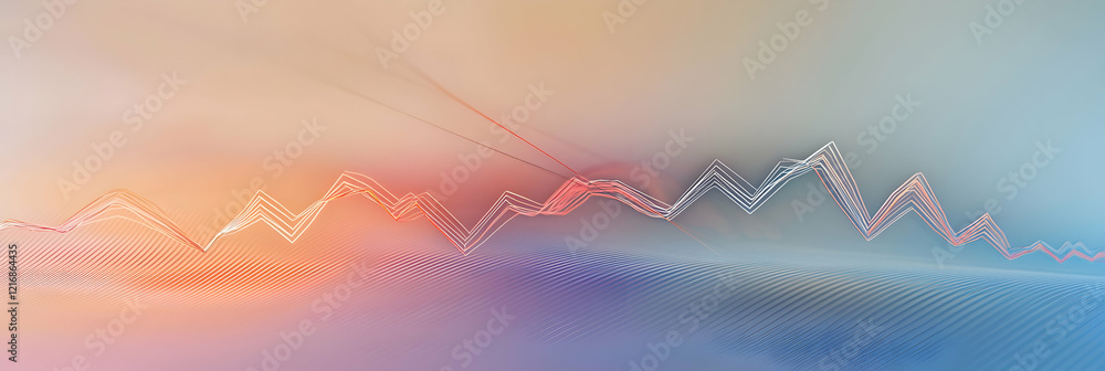Aufkleber abstract downward graph with declining lines and muted colors