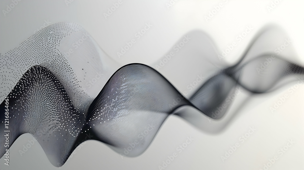Poster artistic abstract financial graph with abstract patterns and dynamic curves on a soft gray backgroun