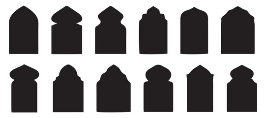 Islamic vector shape. Frames in Arabian Muslim design for Ramadan Kareem. Silhouette Arabic arch. Oriental Collection. Vector illustration eps 10