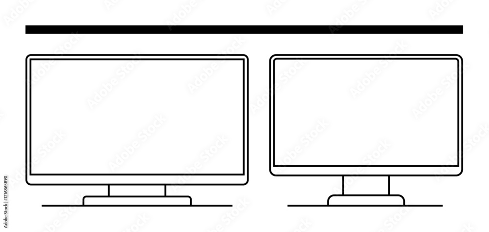 Poster two computer monitors placed side-by-side with a horizontal bar above. ideal for productivity, multi