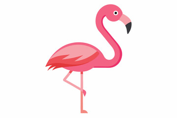 Icono plano flamingo con color rosa. Minimalist Pink Flamingo Icon: Modern and Elegant Flat Design Illustration.