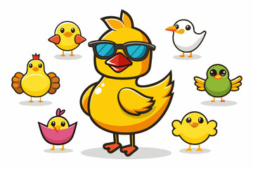 Colorful Duck Character Illustration Set: Fun and Playful Rubber Duck Designs.